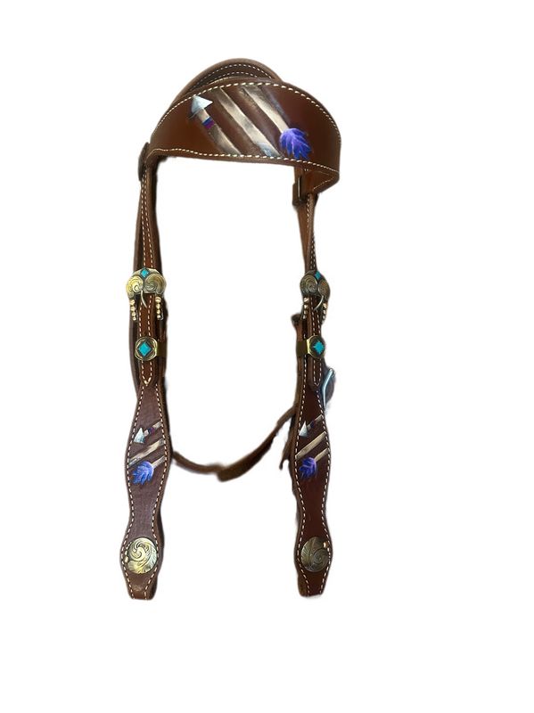 Wyoming Saddle Company Custom Hand Craved & Painted Arrow Headstall