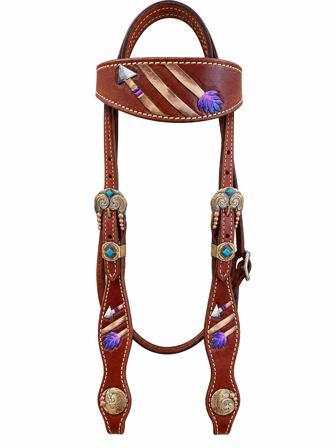 Wyoming Saddle Company Hand Craved & Painted Arrow Headstall Wyoming Saddle Company Hand Craved & Painted Arrow Headstall
