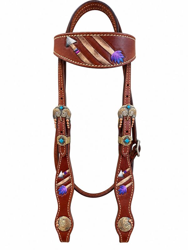 Wyoming Saddle Company Hand Craved & Painted Arrow Headstall
