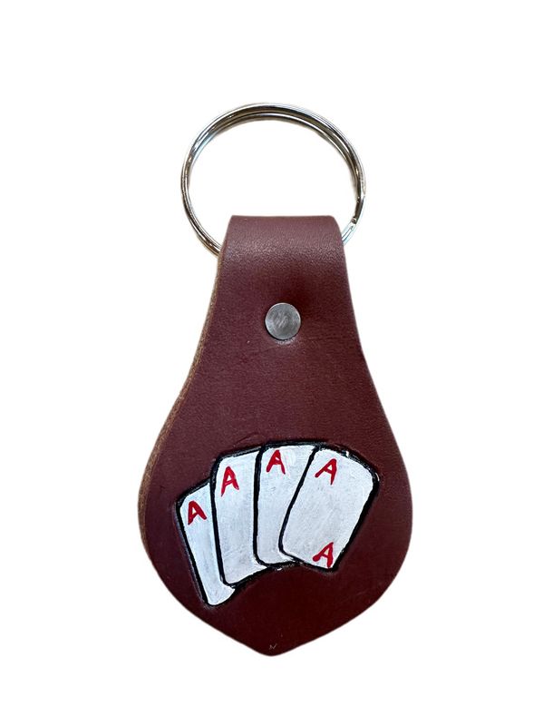Wyoming Saddle Company Hand Painted Ace Leather Keychain