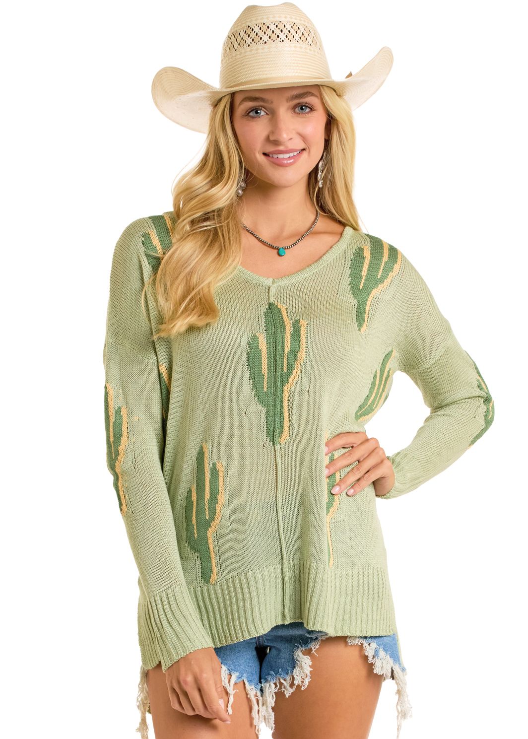 Rock & Roll Cactus Baja Sweater BW32T06273, Womens Sweaters: XSmall
