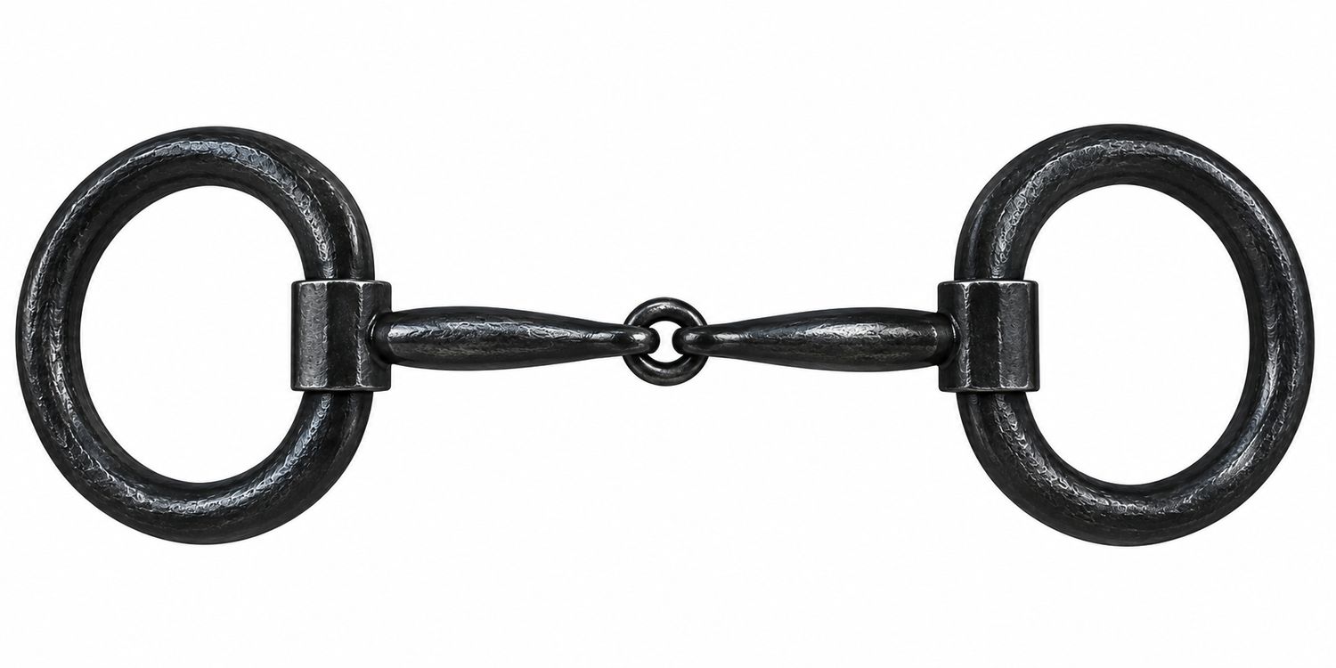 Hilason Black Steel Heavy Donut Ring Snaffle Mouth Horse Bit Hilason Black Steel Heavy Donut Ring Snaffle Mouth Horse Bit