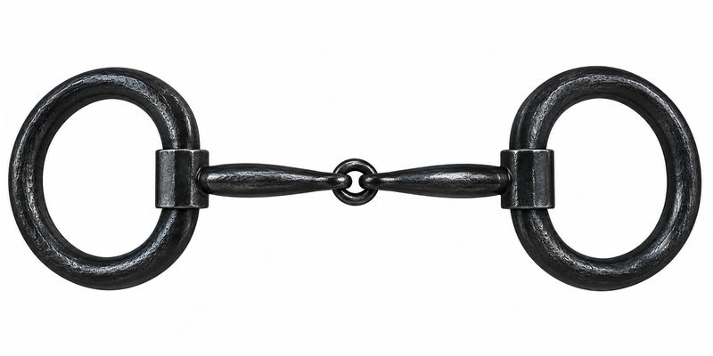 Hilason Black Steel Heavy Donut Ring Snaffle Mouth Horse Bit