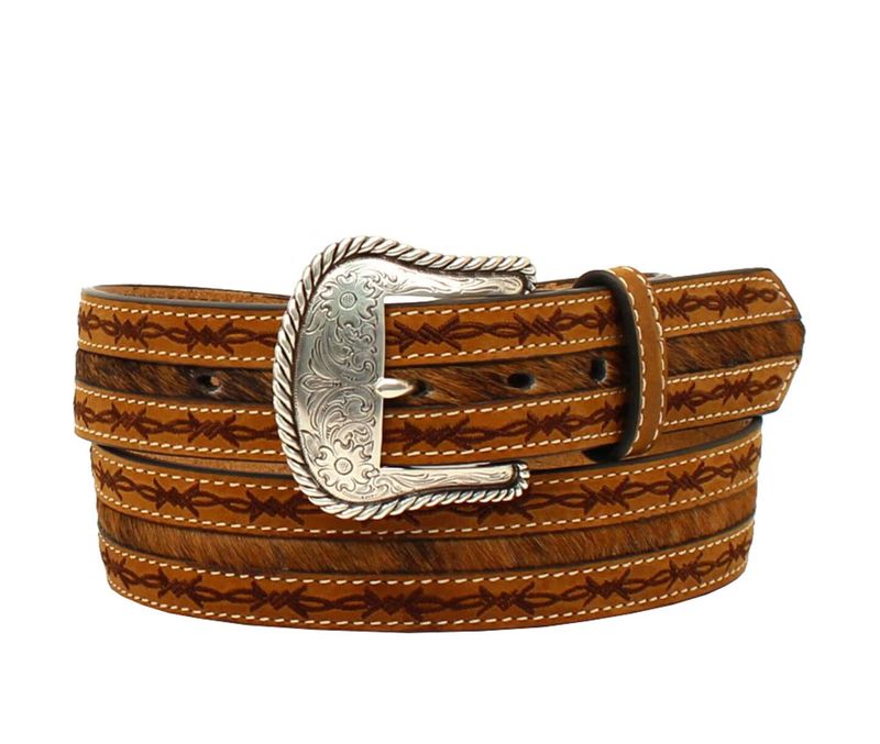 Nocona Mens Cow Hair W/Barbwire Belt N2410208