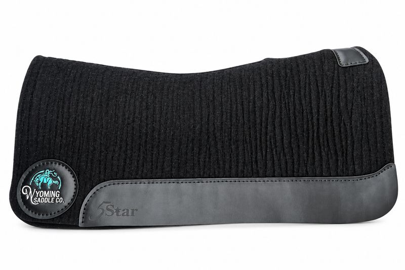5 Star 3/4" Wool Western Contoured Black Barrel Pad W/Logo 30"x28"