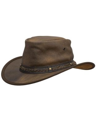 Outback Iron Bark Leather Hat, Hats Sml: Small