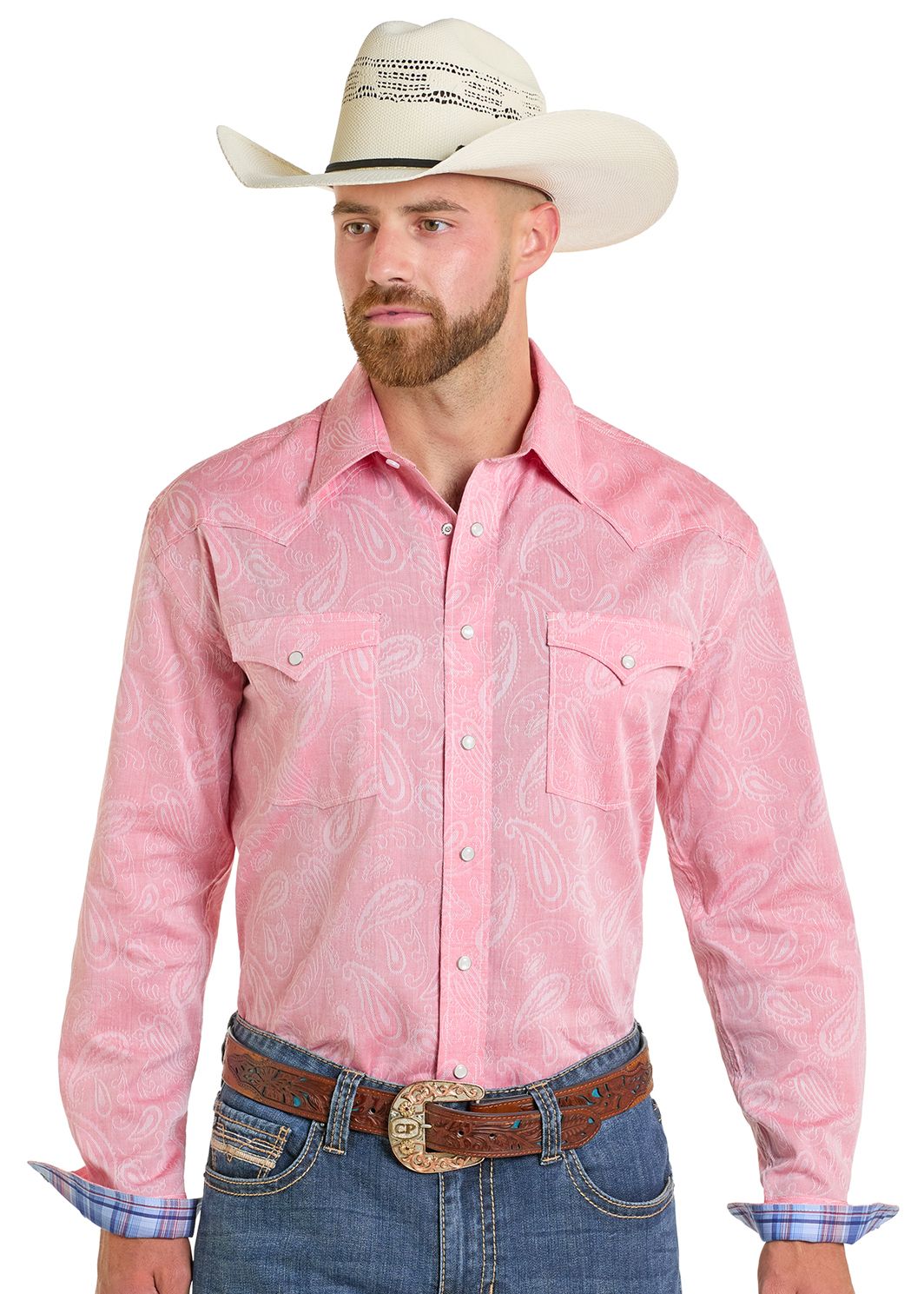 Rock & Roll Long Sleeve Pink Snap RMN2S06527, XS-5X: XS