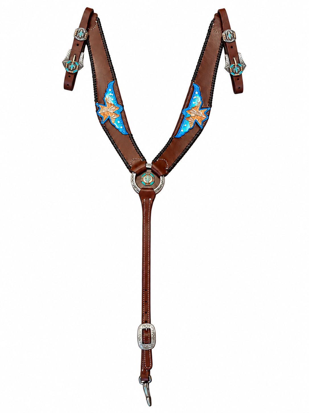 Wyoming Saddle Company Custom Hand Carved & Painted Tack Set Cactus Thunderbird Wyoming Saddle Company Custom Hand Carved & Painted Tack Set Cactus Thunderbird