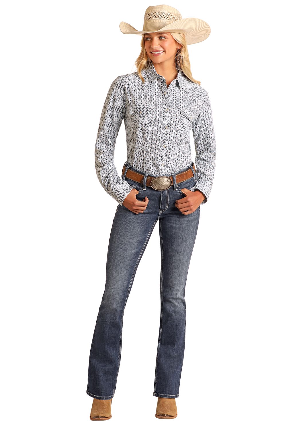 Panhandle Womens Tech Long Sleeve Snap Shirt TWN2S05724, Womens Shirts: XS