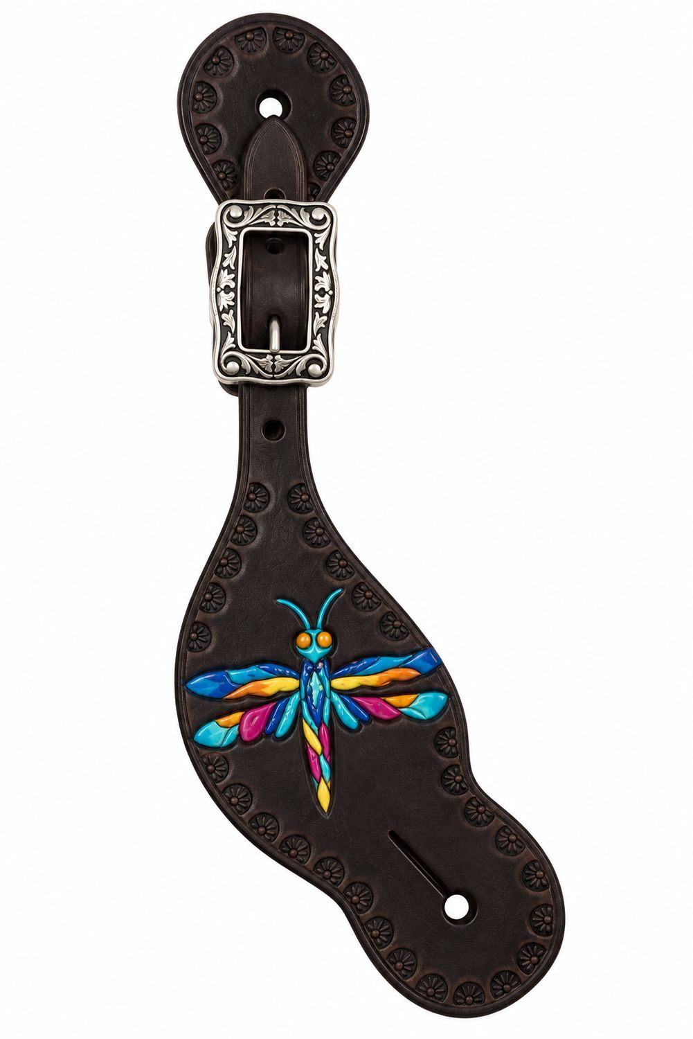 Wyoming Saddle Company Hand Carved and Painted Dragon Fly Spur Straps Wyoming Saddle Company Hand Carved and Painted Dragon Fly Spur Straps