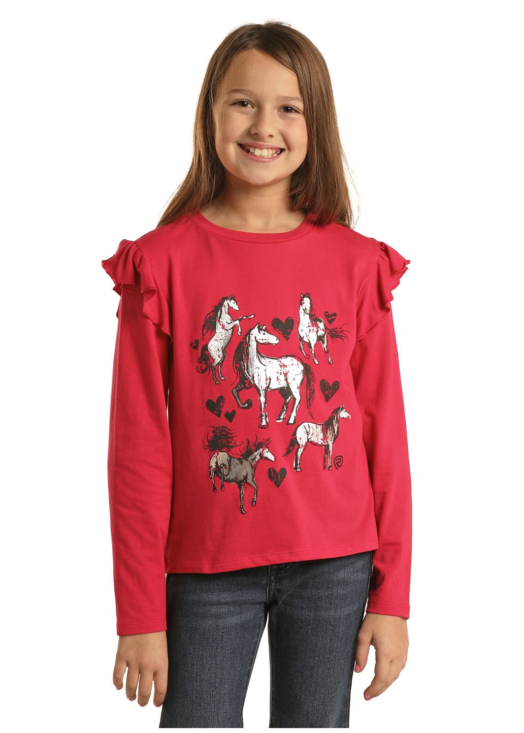 Rock & Roll Girls Horse Graphic Tee BG22T02374, Kids Shirts: X Small