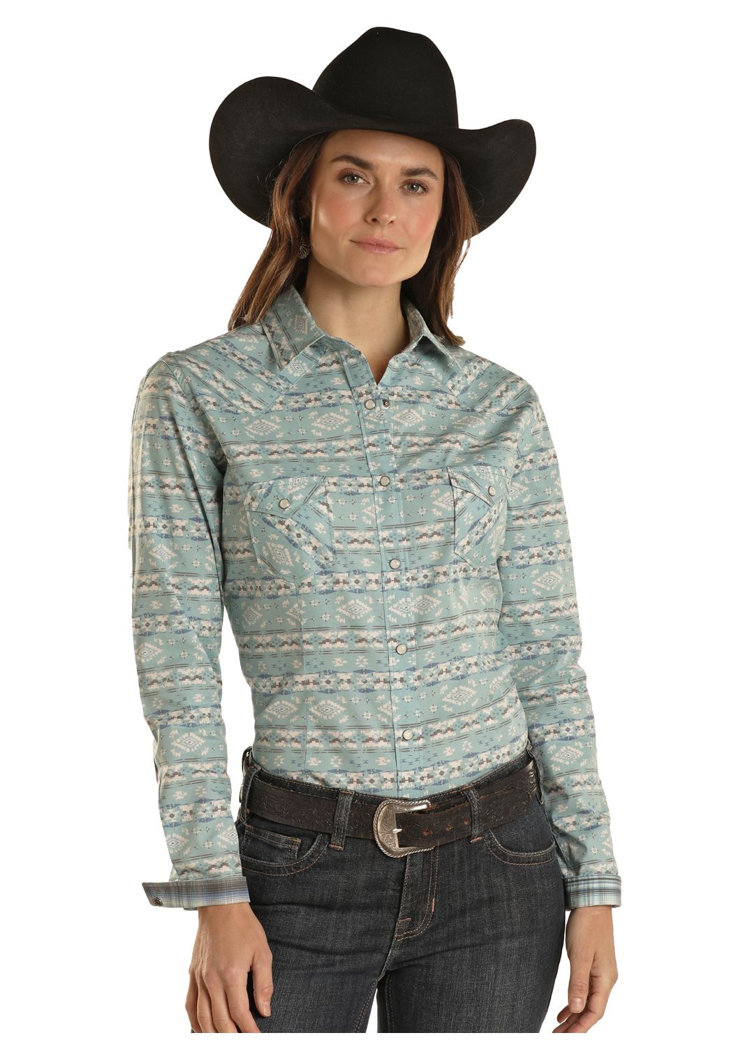 Rock & Roll Women's Long Sleeve Snap RWN2S02213, Womens Shirts: XS