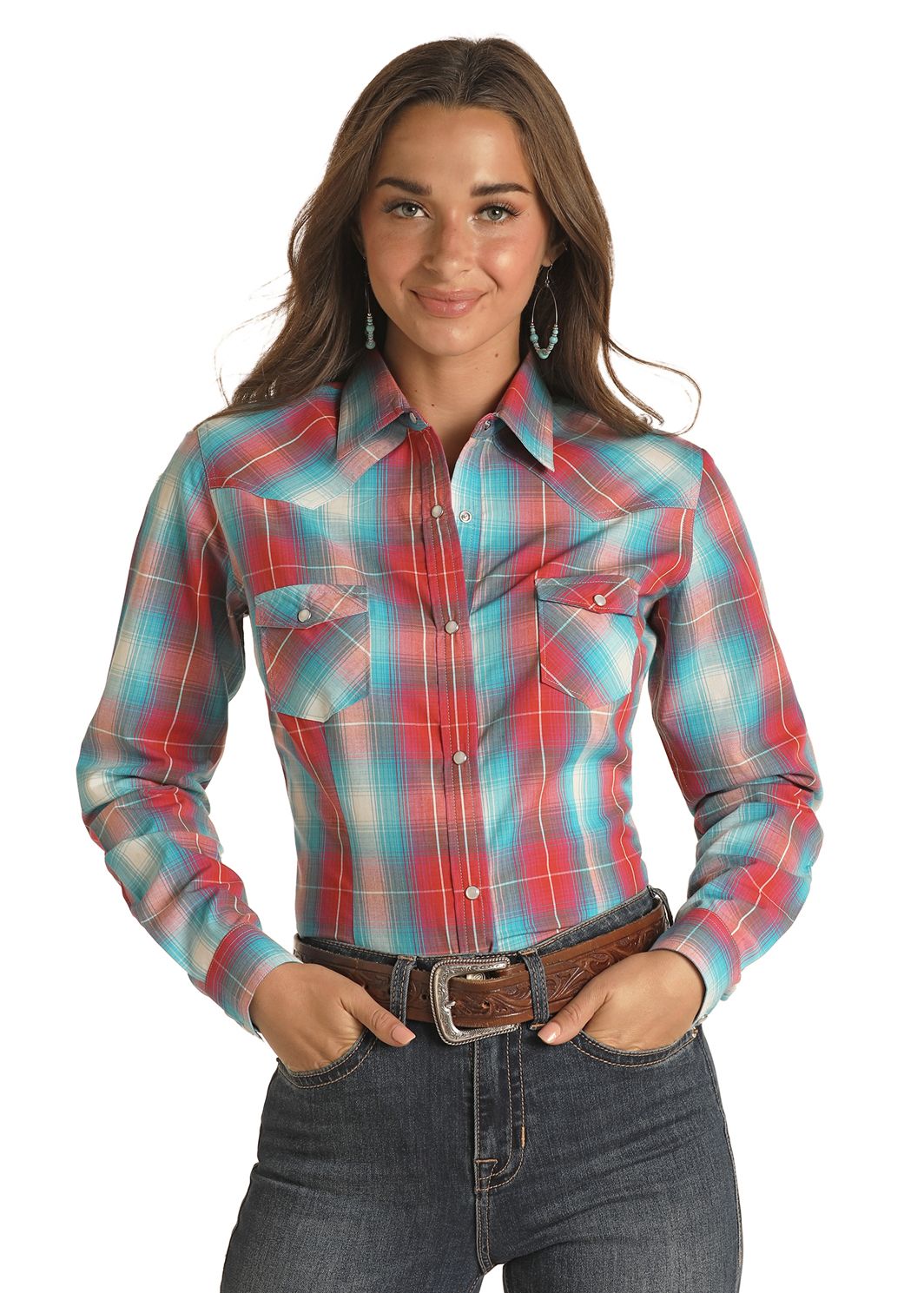 Rock & Roll Womens Plaid Snap RLWSOSR13N, Womens Shirts: XS