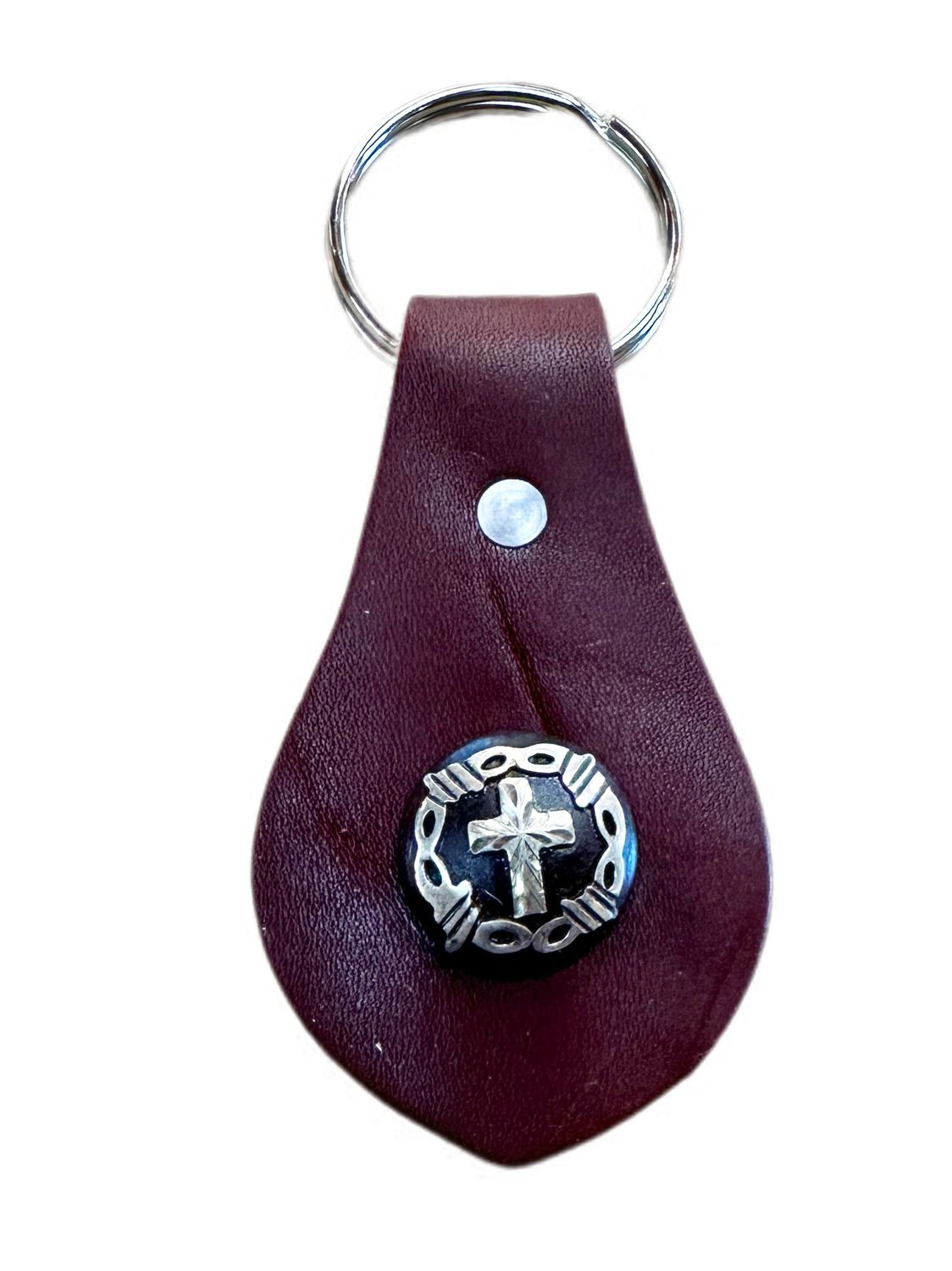 Wyoming Saddle Company Medium Oil Leather Keychain W/Concho