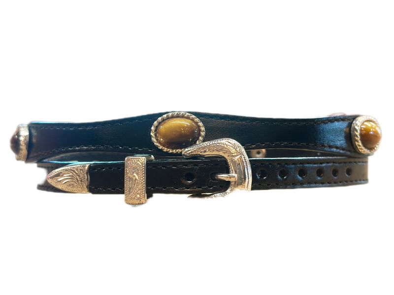 Austin Accent Leather Hatband W/Tiger Eye Stone Concho LC-30TE