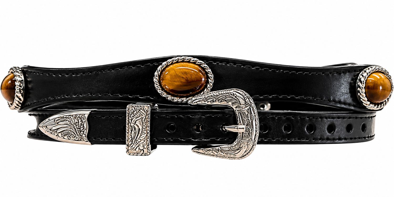 Austin Accent Leather Hatband W/Tiger Eye Stone Concho LC-30TE Austin Accent Leather Hatband W/Tiger Eye Stone Concho LC-30TE