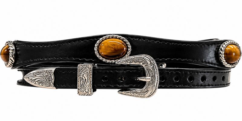 Austin Accent Leather Hatband W/Tiger Eye Stone Concho LC-30TE