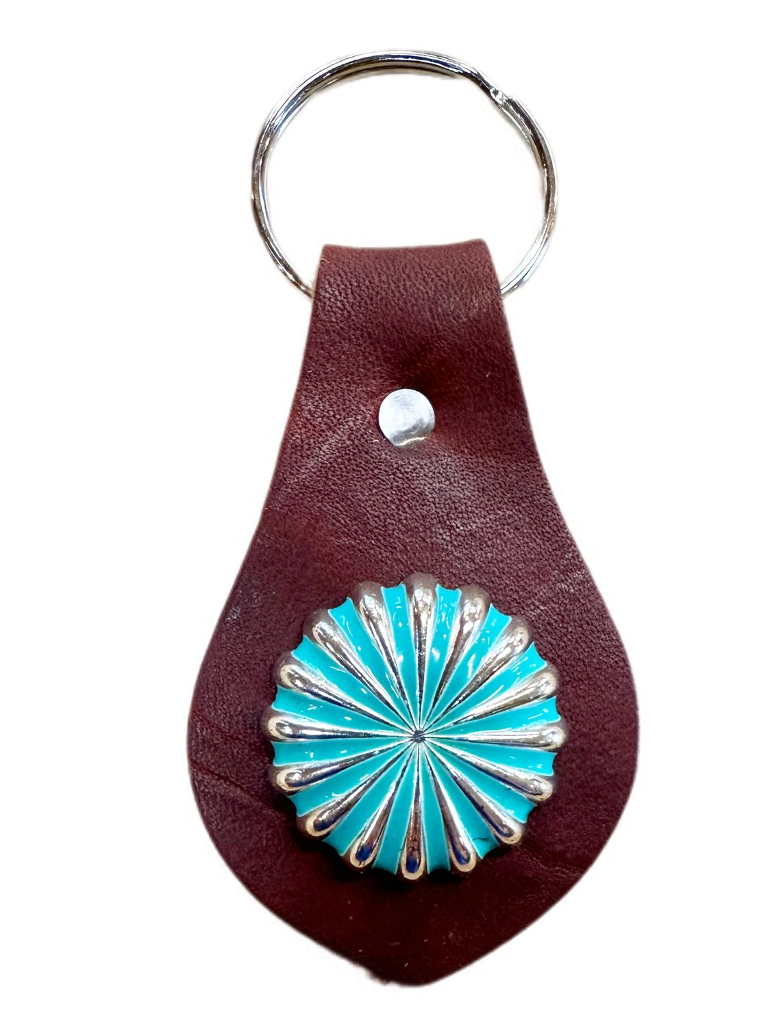 Wyoming Saddle Company Medium Oil Leather Keychain W/Concho