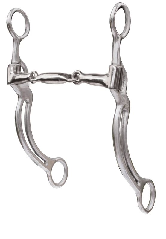 Professional's Choice Three Piece Snaffle Bit with 8" Swept Back Double Bar Shanks PCB-90A