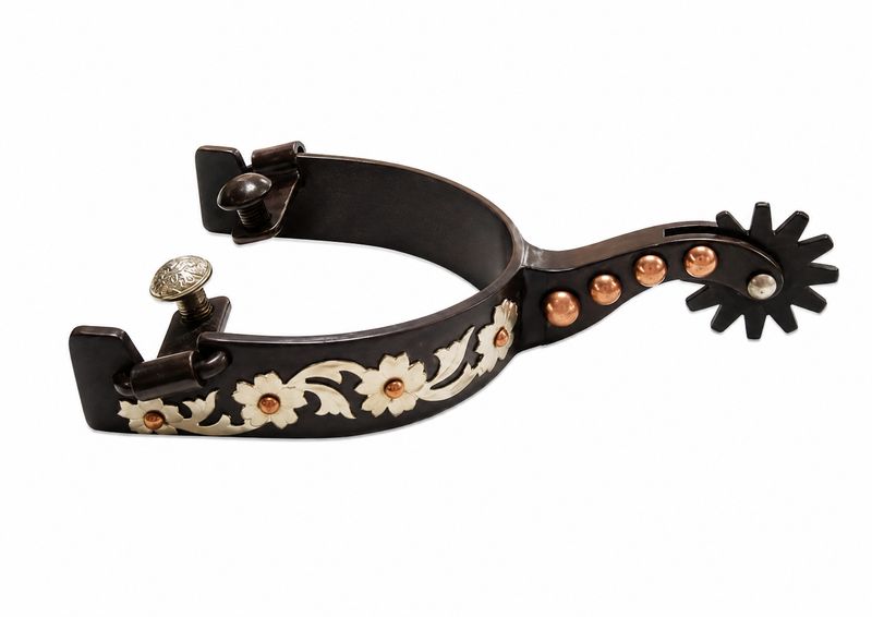 AHE Antique Brown Mens Floral Copper Dot Spurs 281-106