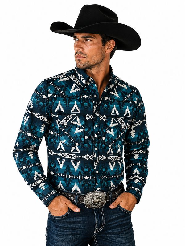 Rock & Roll Long Sleeve Aztec Snap
