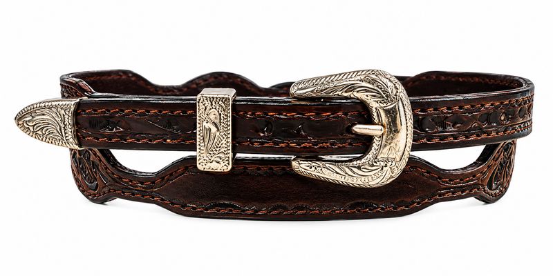 Austin Accent Leather Carved Scalloped Hatband LC-51S