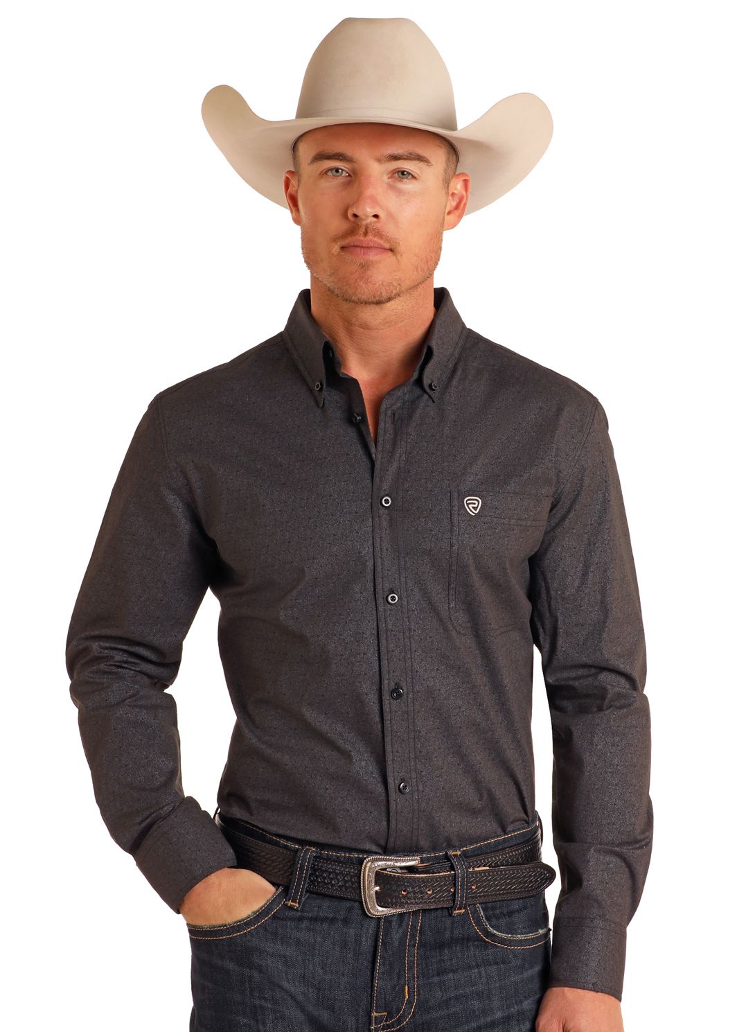 Rock & Roll Mens GEO Printed LS Modern  BMB4S05468, XS-5X: S