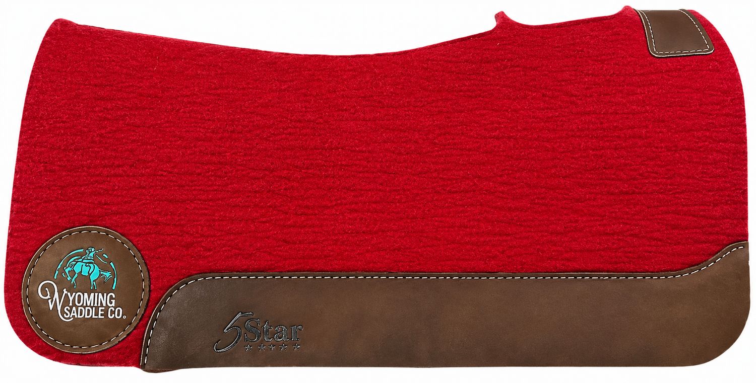 5 Star Wool Felt Barrel Racer Dark Red Pad With Logo 3/4" 30 x 28 3WBU-B