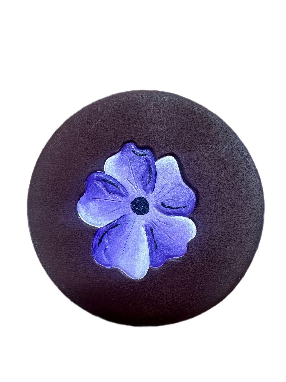 Wyoming Saddle Company Leather Coaster W/Hand Painted Flower