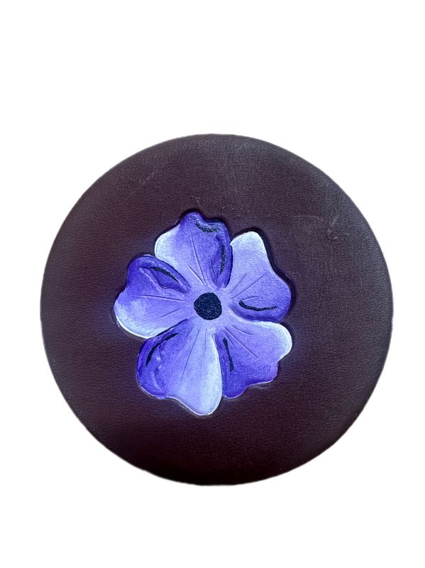 Wyoming Saddle Company Leather Coaster W/Hand Painted Flower