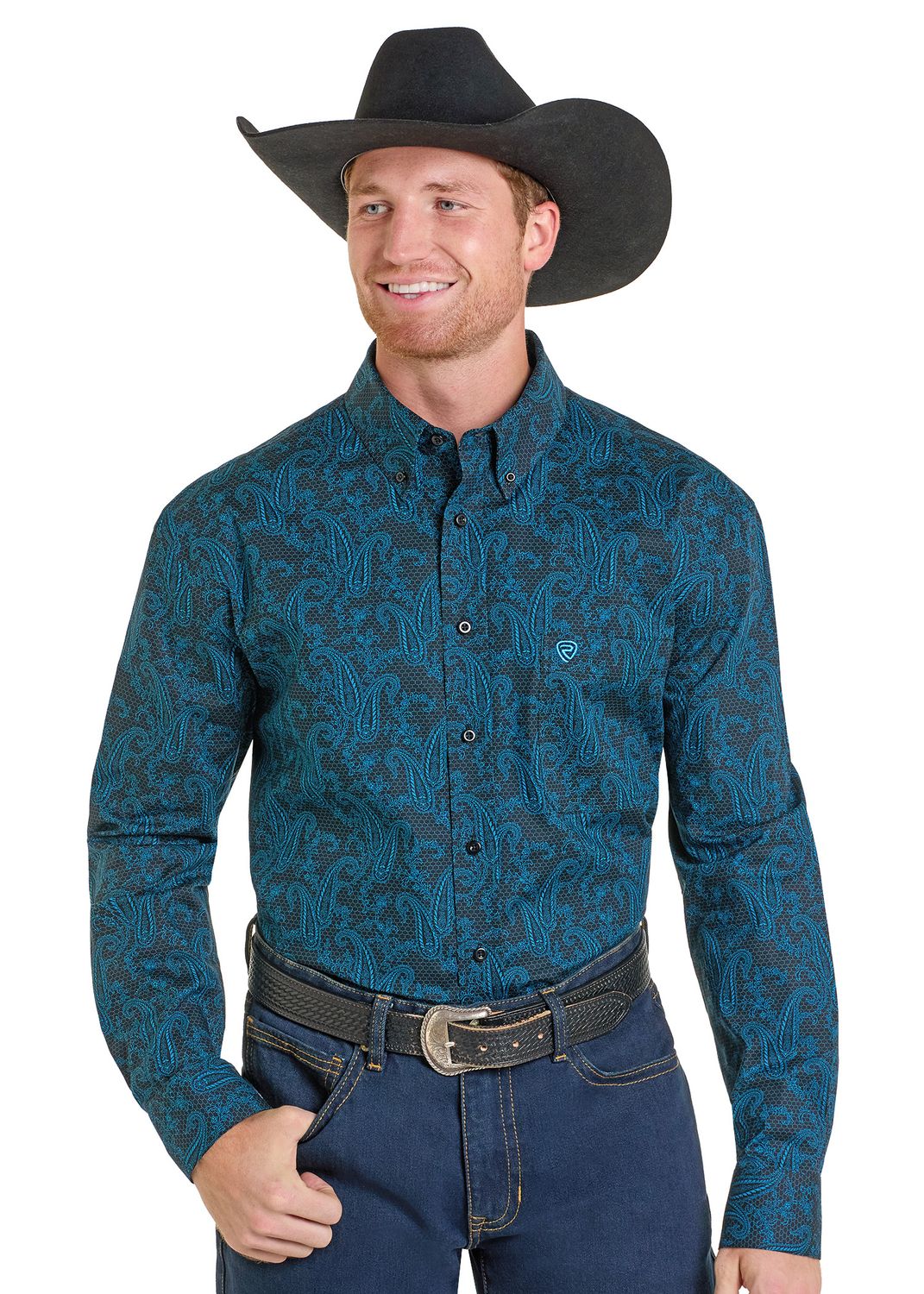 Rock & Roll Paisley Long Sleeve Button BMB2S07155, Men's Coats: S