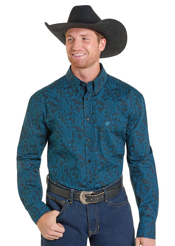 Rock & Roll Paisley Long Sleeve Button