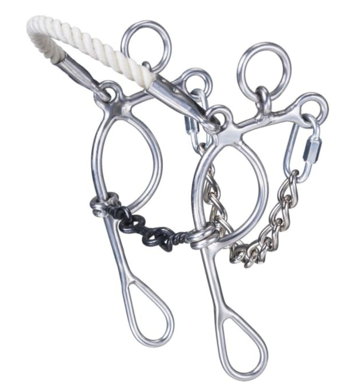 Tough1 Miniature Combination Rope Nose Hackamore W/Twisted Dog bone Gag241126-0-0