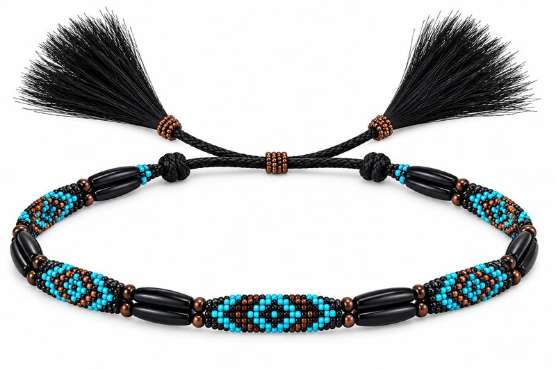 Austin Accents Beaded With Bone Hat Band BS12BO