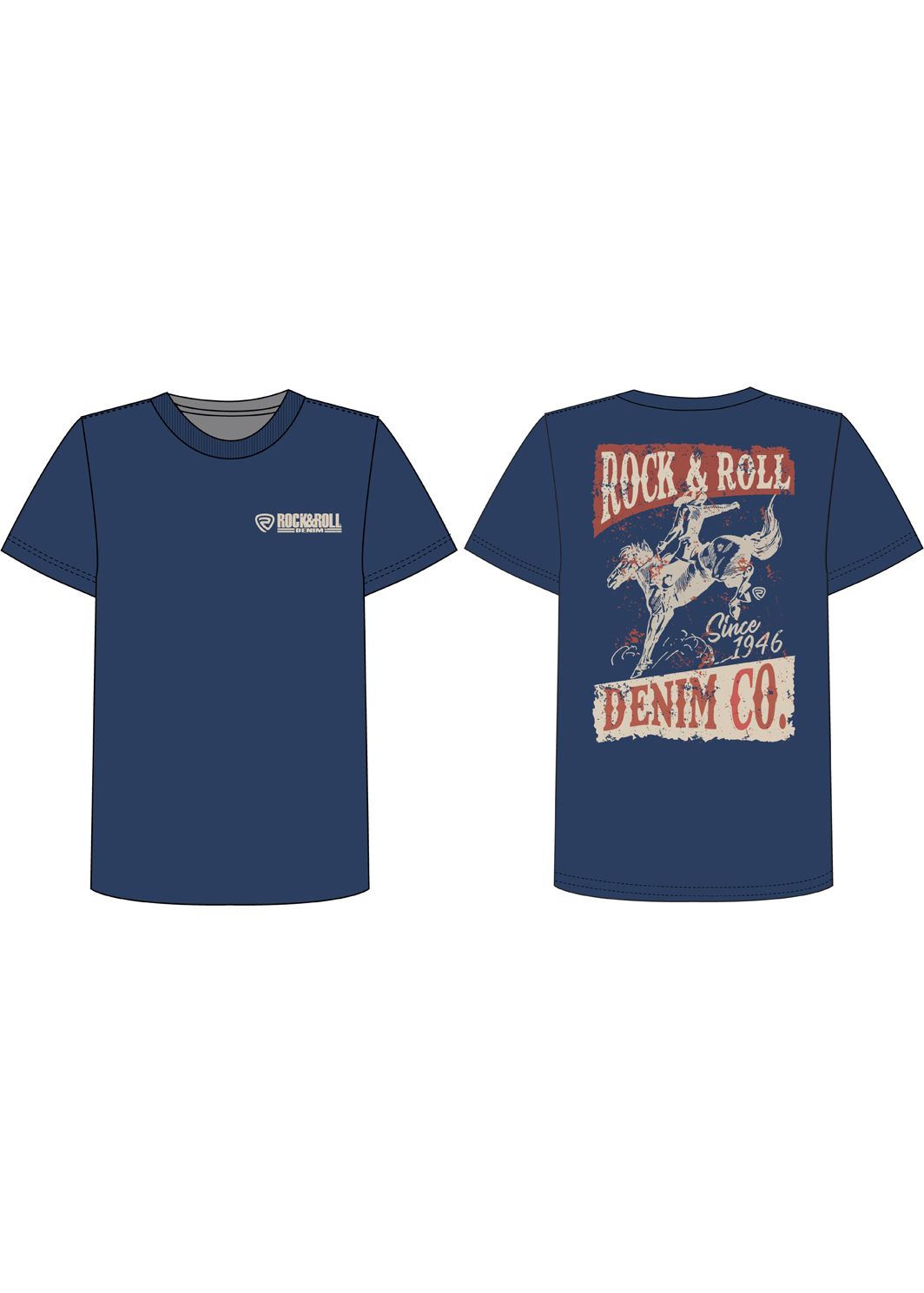 Rock & Roll Bucking Bronc Graphic Tee BB21T06071, Kids Shirts: X Small