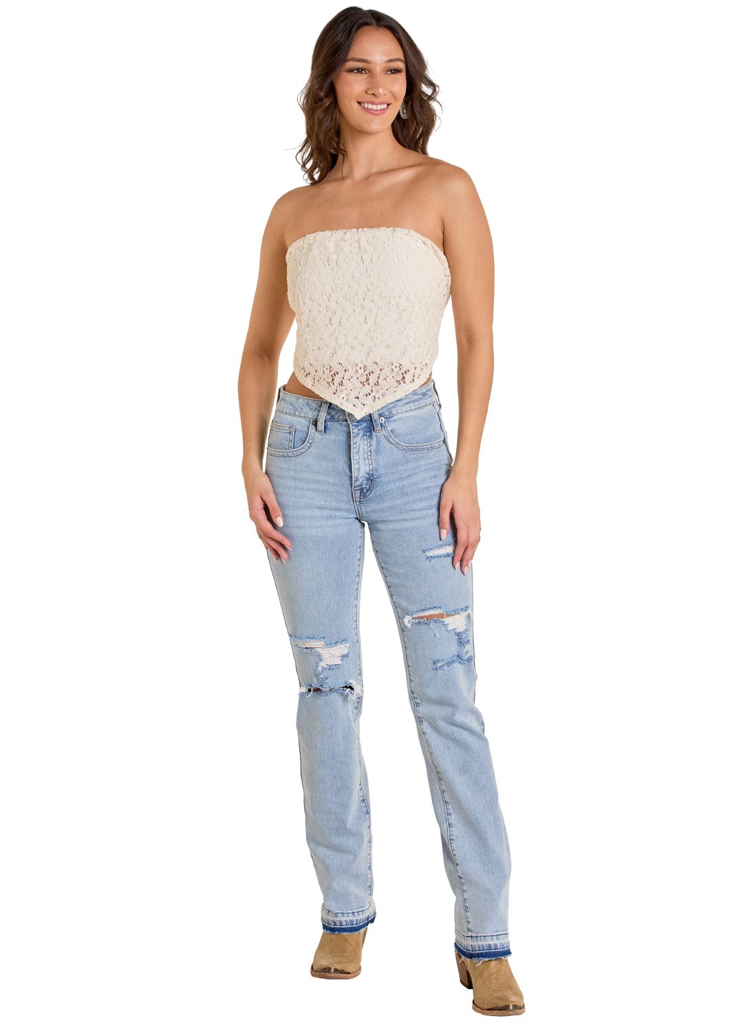 Rock & Roll Stretch Lace Bandana Top BW20T06290, Womens Shirts: XS