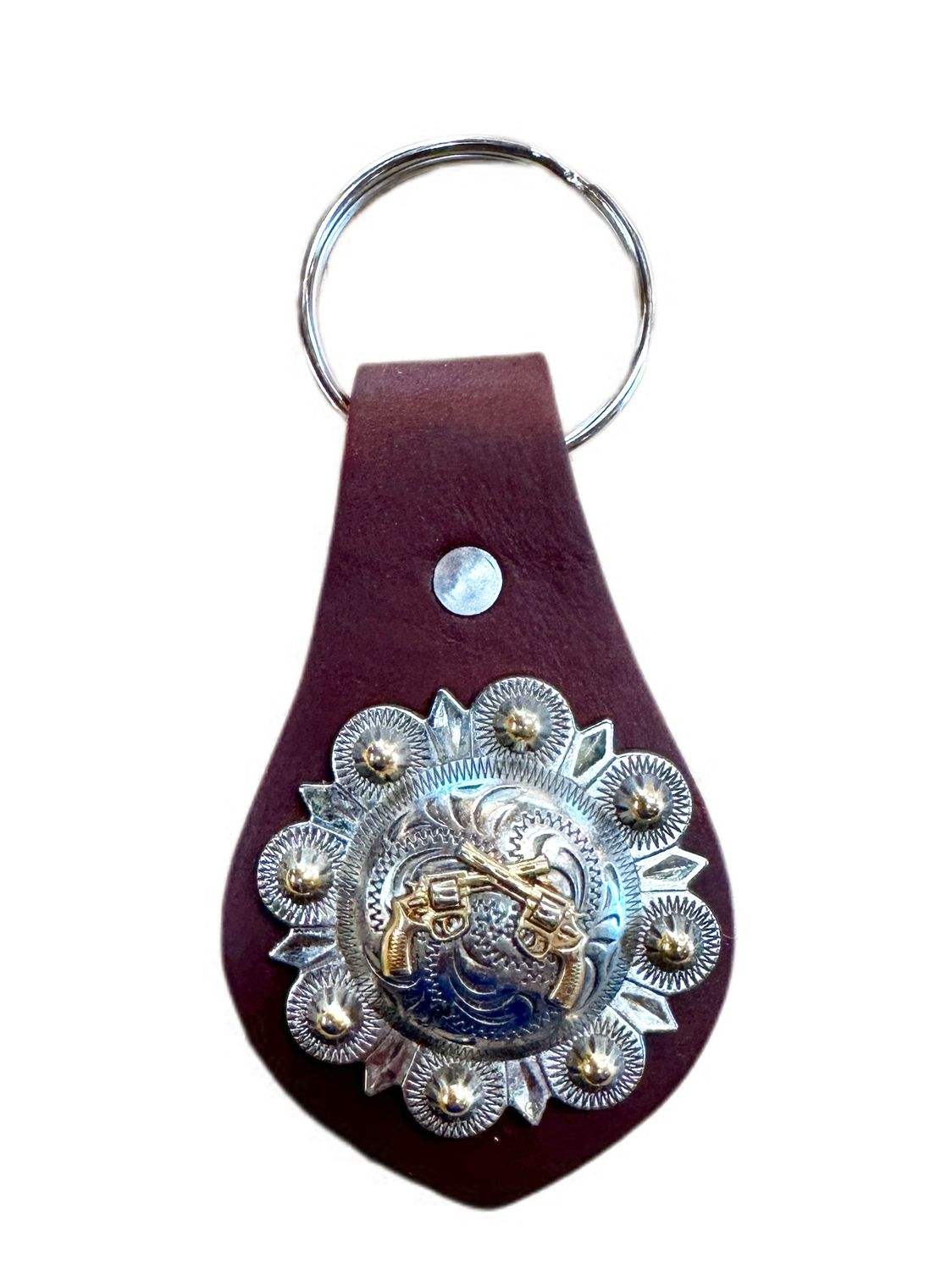 Wyoming Saddle Company Medium Oil Leather Keychain W/Concho