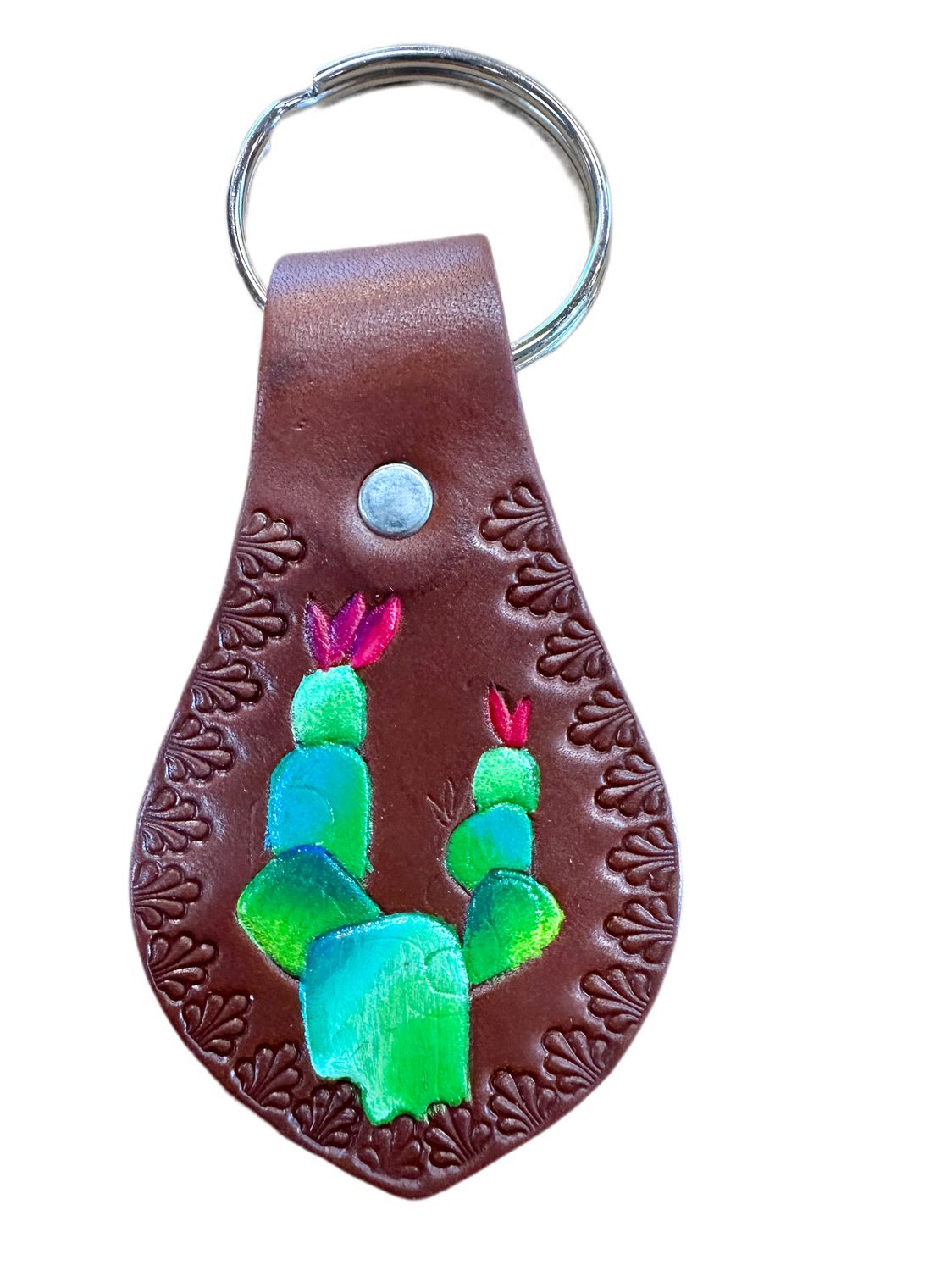 Wyoming Saddle Company Hand Painted Leather Keychain