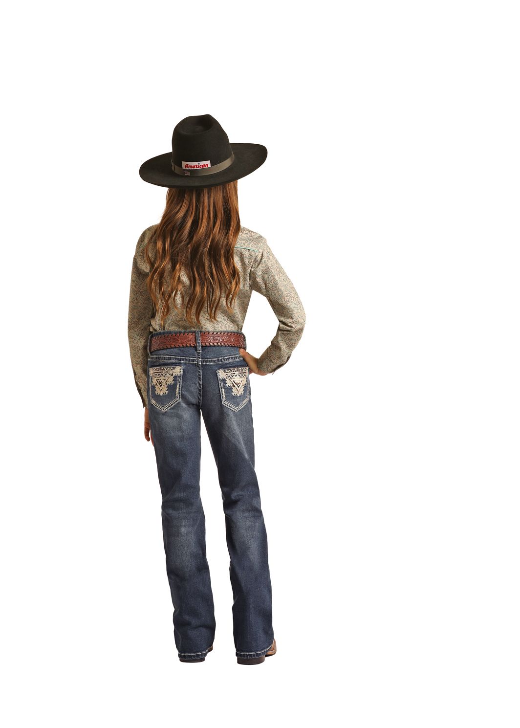 Rock & Roll Girls Emblem Mid Rise Boot BG4MD02551, Kids Jeans: 4