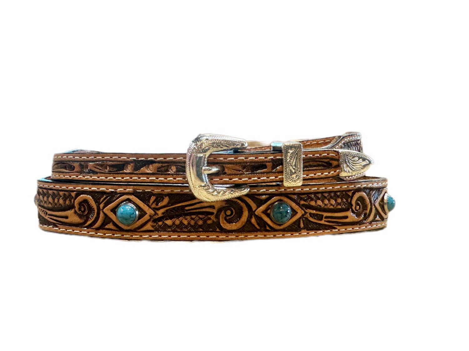 Austin Accent Leather  W/Turquoise Hatband LC-69T