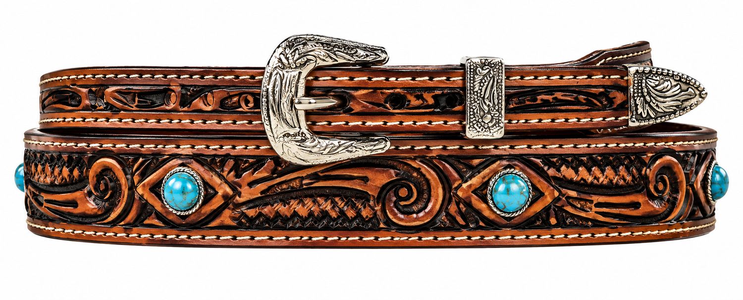 Austin Accent Leather W/Turquoise Hatband LC-69T Austin Accent Leather W/Turquoise Hatband LC-69T