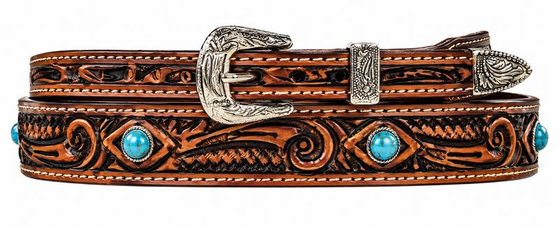 Austin Accent Leather  W/Turquoise Hatband LC-69T