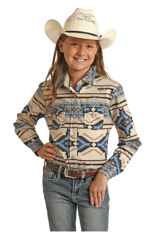Rock & Roll Snap Shirt with Aztec Print RRGSOSR0QZ