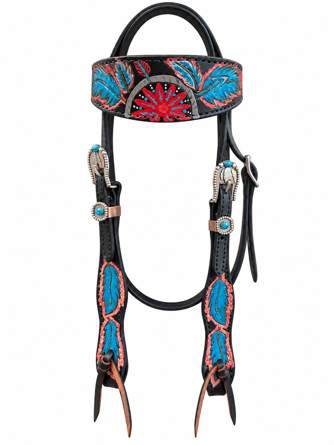 Wyoming Saddle Company Hand Carved & Painted Headstall Wyoming Saddle Company Hand Carved & Painted Headstall