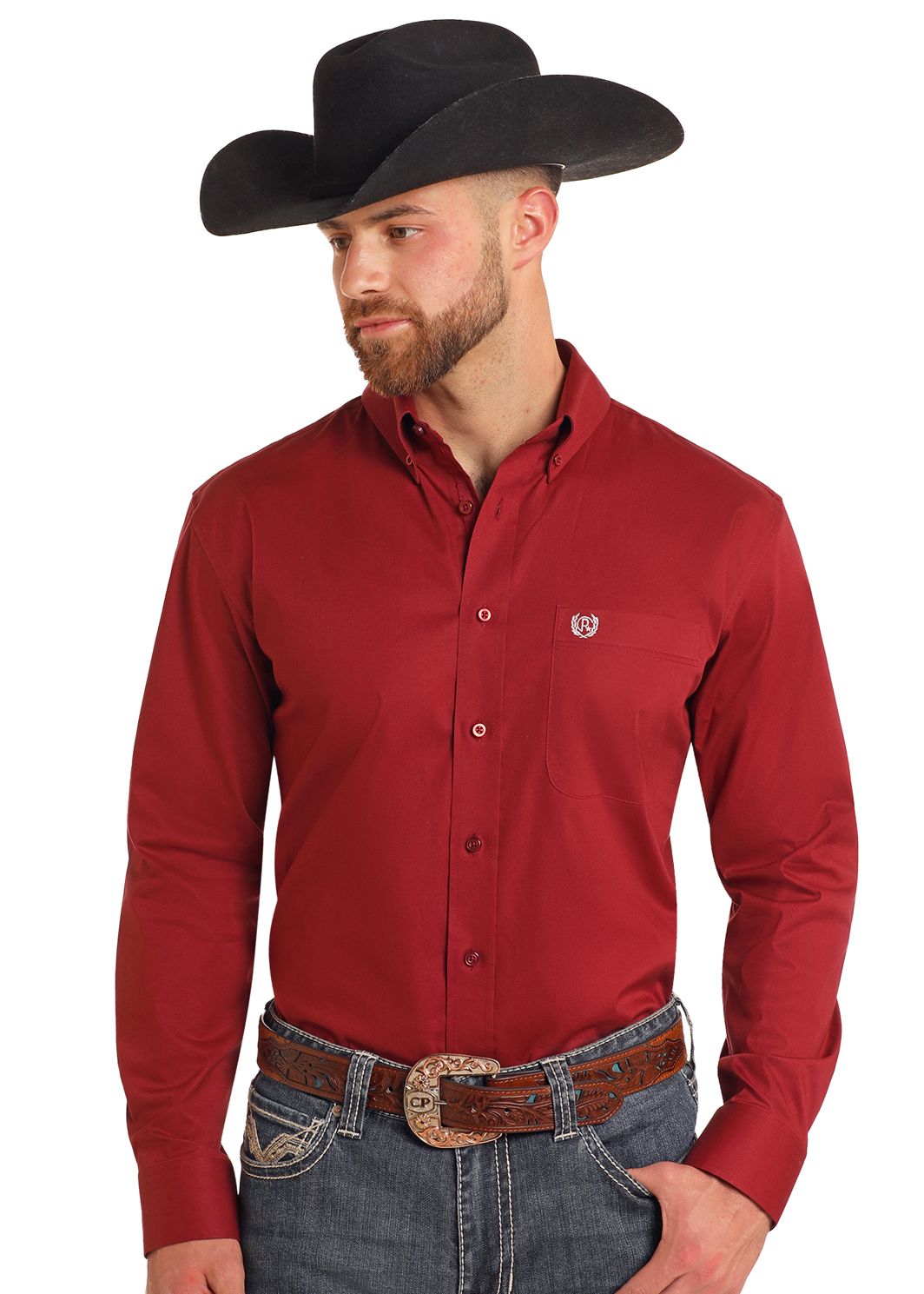 Rock & Roll Mens Long Sleeve Button Up PMB2S05431, XS-5X: S