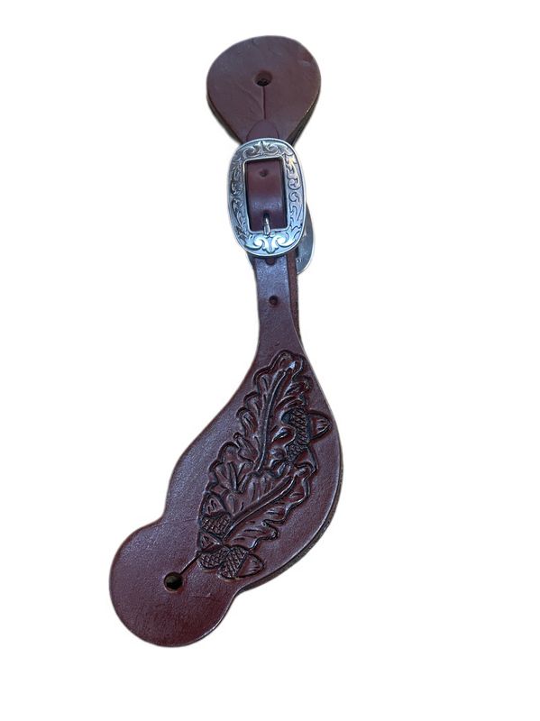 Wyoming Saddle Company Hand Carved Oak Leaf Spur Straps