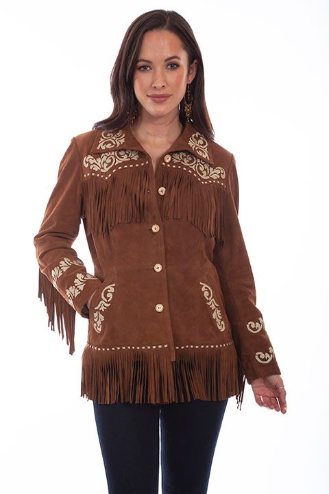Skully Leather Womens Fringe Coat
