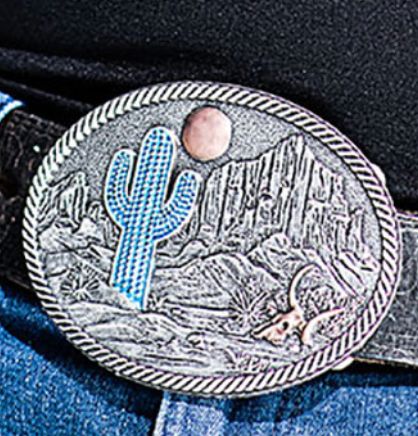 Montana Silver Desert Moon Cactus Attitude Buckle A825