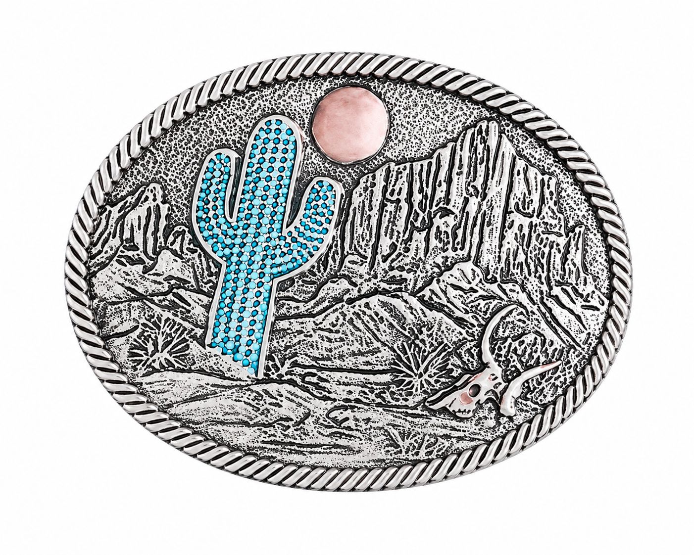 Montana Silver Desert Moon Cactus Attitude Buckle A825 Montana Silver Desert Moon Cactus Attitude Buckle A825
