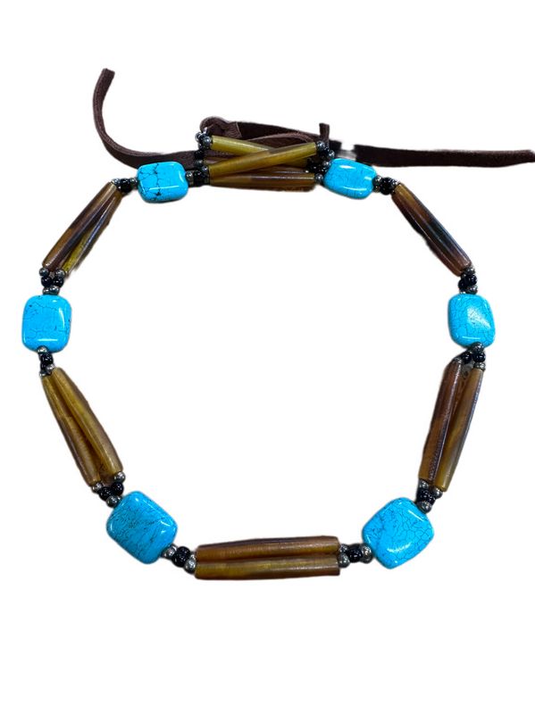 Austin Accent Amber Horn With Turquoise Hatband HB20A